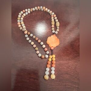 yellow jade orange aventurine Beaded Necklace